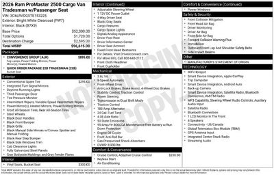 2026 RAM ProMaster 2500 High Roof